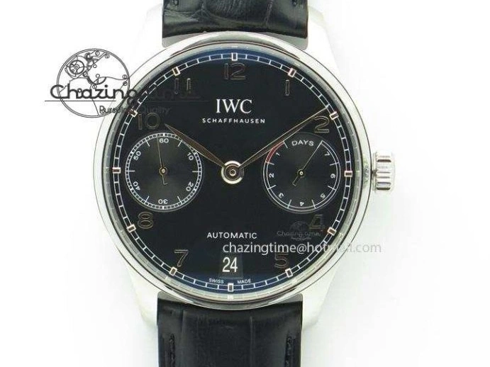 MIROTIME 0113 Portuguese IW5444 SS White Dial Blue Numbers On Blue Leather Strap A Modern 7258